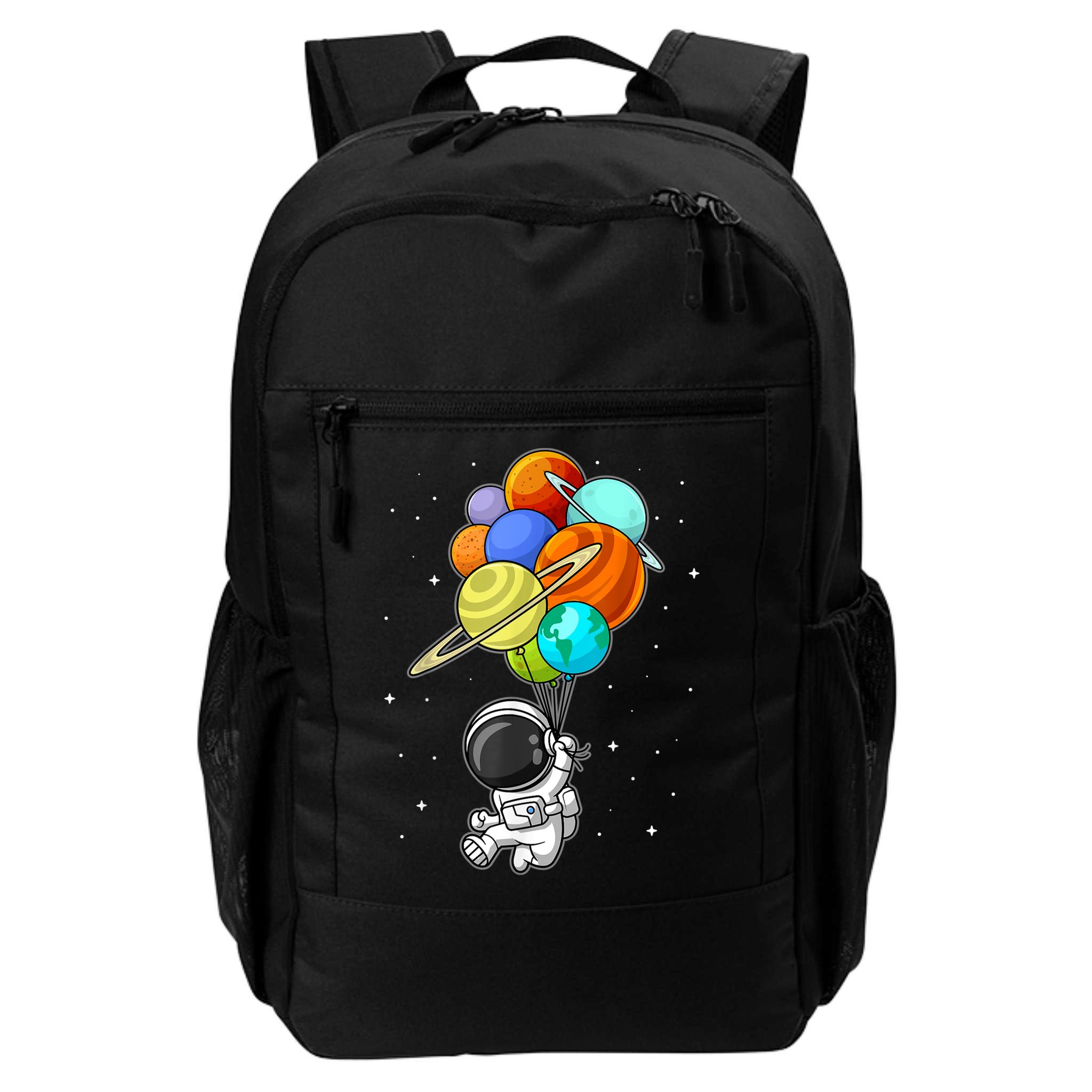 Funny Astronaut Holding Planet Balloons Space Toddler Backpack