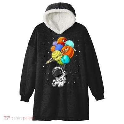 Funny Astronaut Holding Planet Balloons Space Toddler Hooded Wearable Blanket