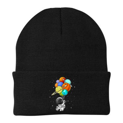 Funny Astronaut Holding Planet Balloons Space Toddler Beanie