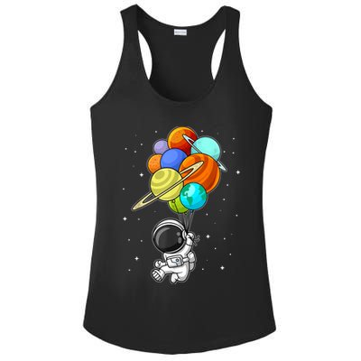 Funny Astronaut Holding Planet Balloons Space Toddler Ladies PosiCharge Competitor Racerback Tank