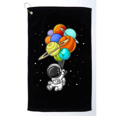 Funny Astronaut Holding Planet Balloons Space Toddler Golf Towel