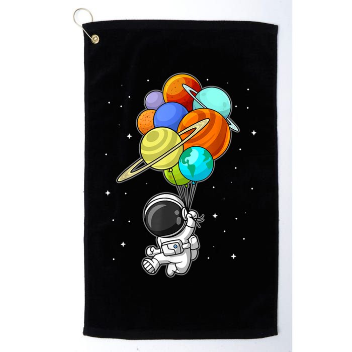 Funny Astronaut Holding Planet Balloons Space Toddler Golf Towel