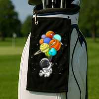 Funny Astronaut Holding Planet Balloons Space Toddler Golf Towel