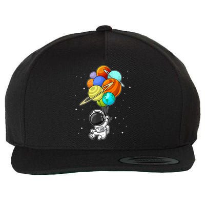 Funny Astronaut Holding Planet Balloons Space Toddler Wool Snapback Cap