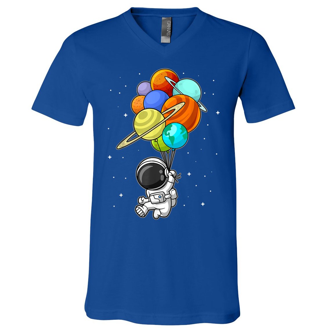Funny Astronaut Holding Planet Balloons Space Toddler V-Neck T-Shirt