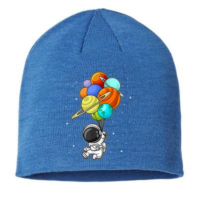 Funny Astronaut Holding Planet Balloons Space Toddler Sustainable Beanie