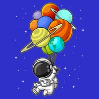 Funny Astronaut Holding Planet Balloons Space Toddler 16 in Basic Backpack