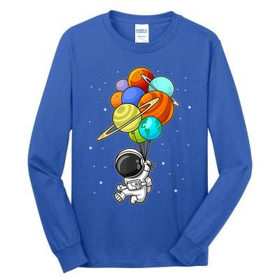 Funny Astronaut Holding Planet Balloons Space Toddler Tall Long Sleeve T-Shirt