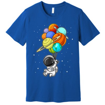 Funny Astronaut Holding Planet Balloons Space Toddler Premium T-Shirt