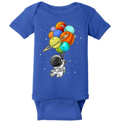 Funny Astronaut Holding Planet Balloons Space Toddler Baby Bodysuit