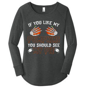 Funny Adult Humor Halloween If You Like My Pumpkins You Should See My Pie Women's Perfect Tri Tunic Long Sleeve Shirt