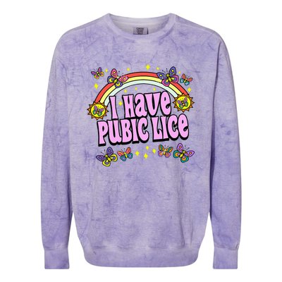 Funny Adult Humor I Have Pubic Lice Dad Joke Silly Saying Colorblast Crewneck Sweatshirt