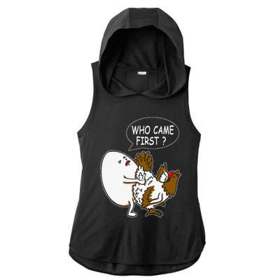 Funny Adult Humor Jokes Who Came First Chicken Or Egg Ladies PosiCharge Tri-Blend Wicking Draft Hoodie Tank