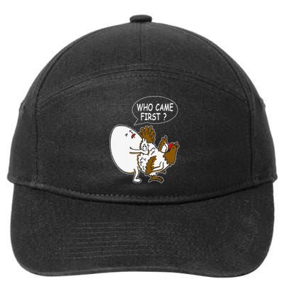 Funny Adult Humor Jokes Who Came First Chicken Or Egg 7-Panel Snapback Hat