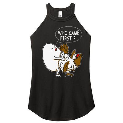 Funny Adult Humor Jokes Who Came First Chicken Or Egg Women’s Perfect Tri Rocker Tank