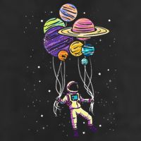 Funny Astronaut Holding Planet Balloons Stem 7 Panel Mesh Trucker Snapback Hat