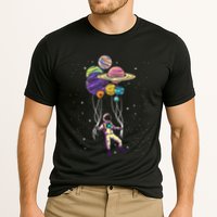 Funny Astronaut Holding Planet Balloons Stem Cooling Performance Crew T-Shirt