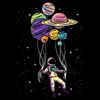 Funny Astronaut Holding Planet Balloons Stem Cooling Performance Crew T-Shirt