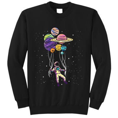 Funny Astronaut Holding Planet Balloons Stem Sweatshirt