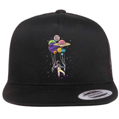Funny Astronaut Holding Planet Balloons Stem Flatbill Hat