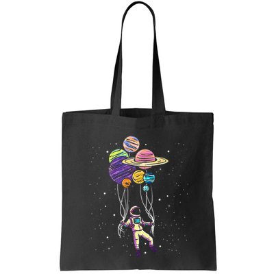 Funny Astronaut Holding Planet Balloons Stem Bag