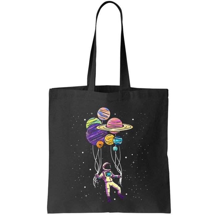 Funny Astronaut Holding Planet Balloons Stem Bag