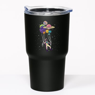 Funny Astronaut Holding Planet Balloons Stem Tumbler