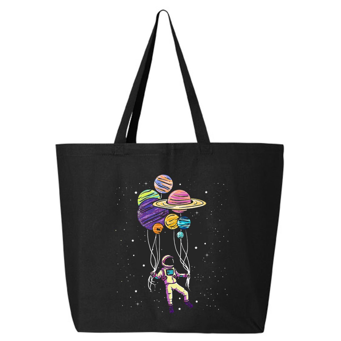 Funny Astronaut Holding Planet Balloons Stem 25L Jumbo Tote