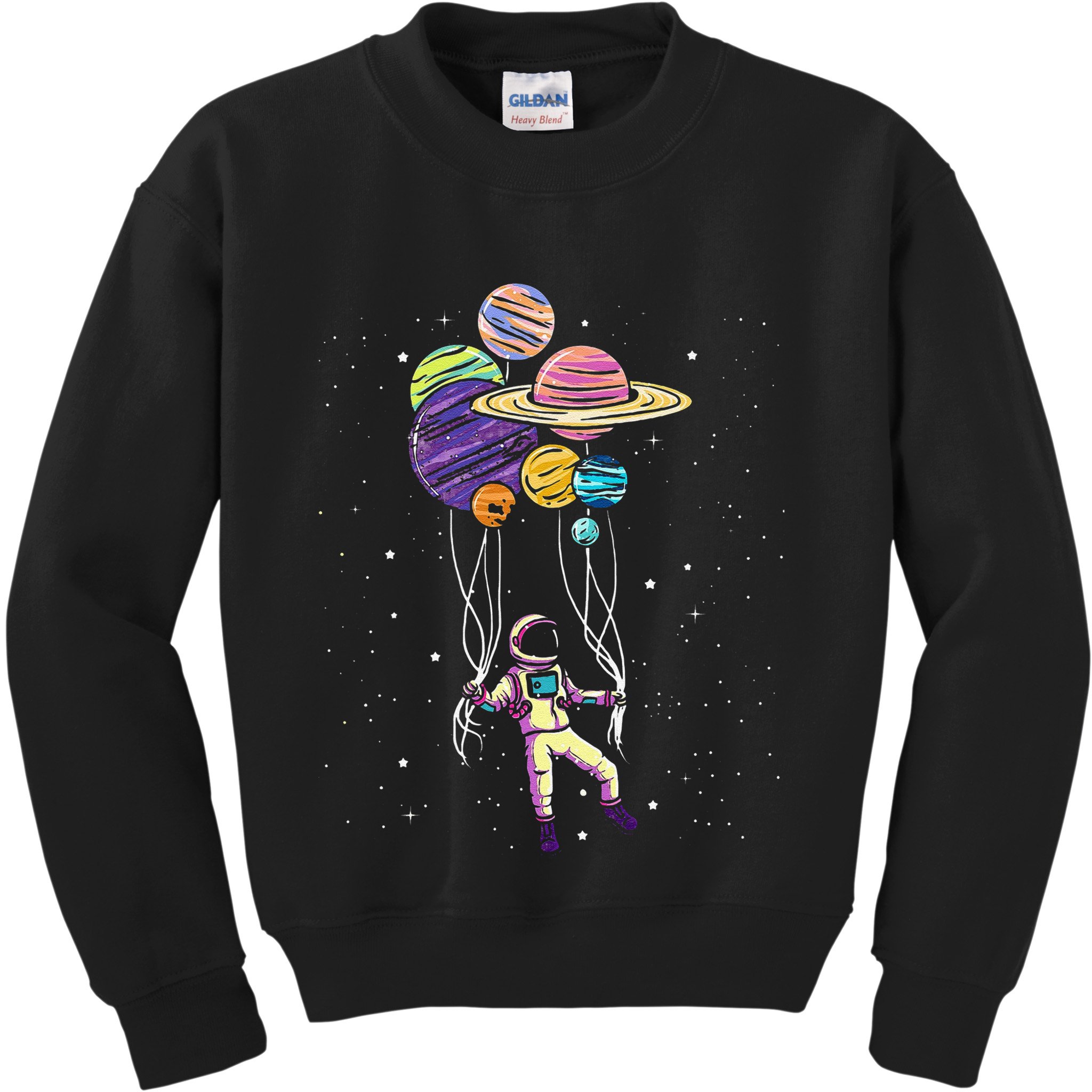 Funny Astronaut Holding Planet Balloons Stem Kids Sweatshirt