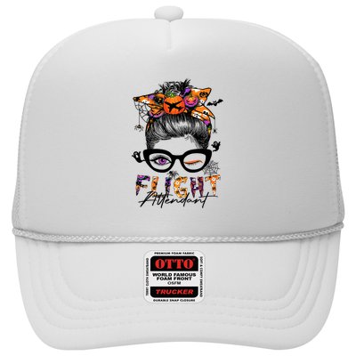 Flight Attendant Halloween Costume Messy Bun Pumpkin Trucker Hat