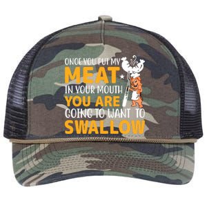 Funny Adult Humor Once You Put My Meat In Your Mouth Retro Rope Trucker Hat Cap