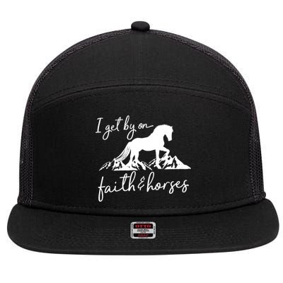 Faith And Horses Christian Horse Lover Great Gift 7 Panel Mesh Trucker Snapback Hat
