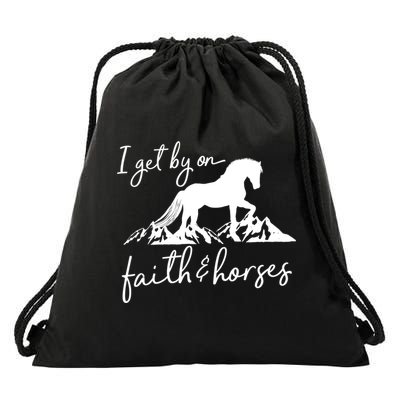Faith And Horses Christian Horse Lover Great Gift Drawstring Bag