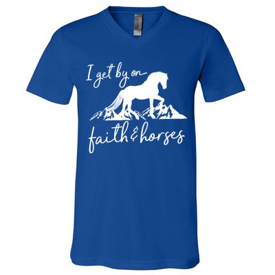 Faith And Horses Christian Horse Lover Great Gift V-Neck T-Shirt
