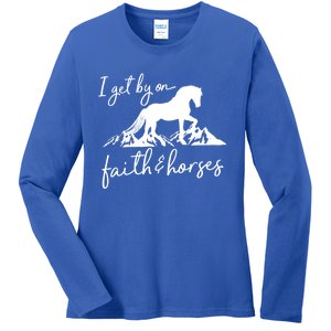 Faith And Horses Christian Horse Lover Great Gift Ladies Long Sleeve Shirt