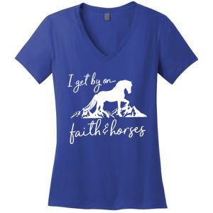 Faith And Horses Christian Horse Lover Great Gift Women's V-Neck T-Shirt