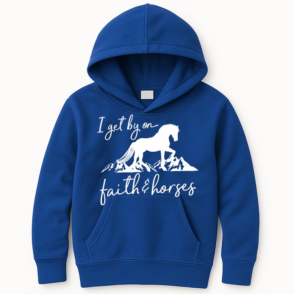 Faith And Horses Christian Horse Lover Great Gift Kids Hoodie
