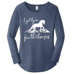 Faith And Horses Christian Horse Lover Great Gift Women's Perfect Tri Tunic Long Sleeve Shirt