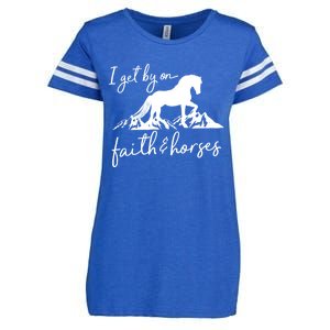 Faith And Horses Christian Horse Lover Great Gift Enza Ladies Jersey Football T-Shirt