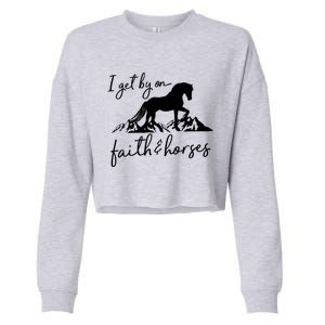 Faith And Horses Christian Horse Lover Great Gift Cropped Pullover Crew