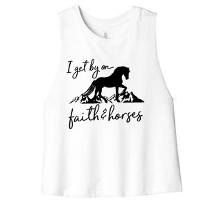 Faith And Horses Christian Horse Lover Great Gift Women's Racerback Cropped Tank