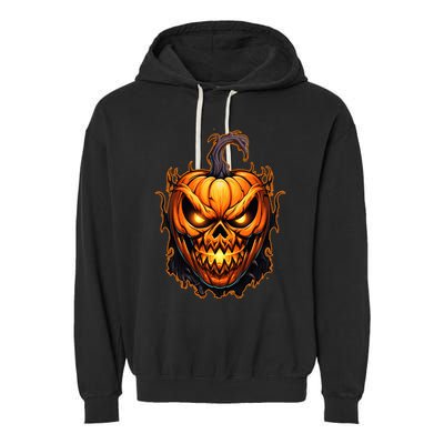 Fall Autumn Halloween Scary Pumpkin Lazy Costume Garment-Dyed Fleece Hoodie