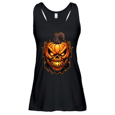 Fall Autumn Halloween Scary Pumpkin Lazy Costume Ladies Essential Flowy Tank