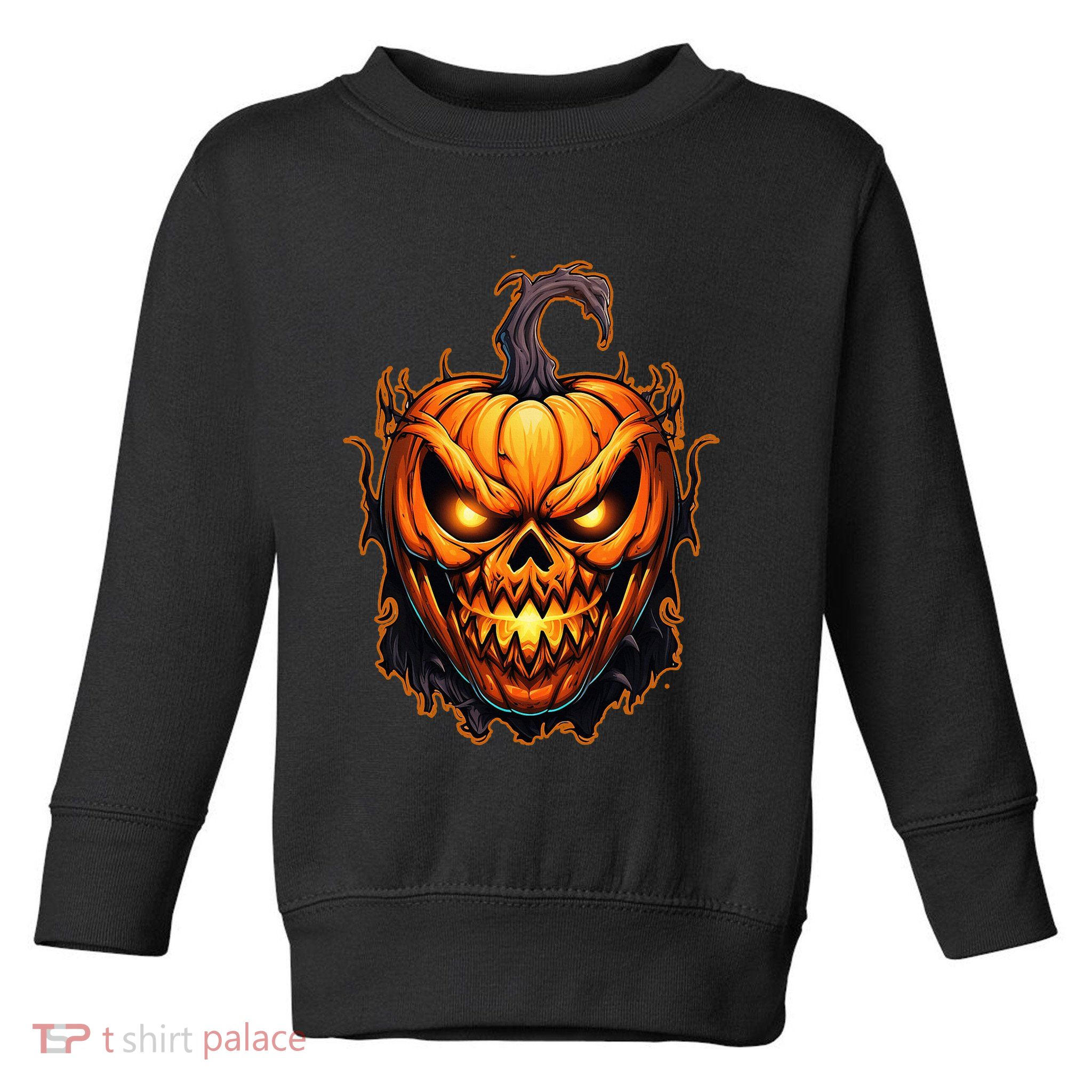 Fall Autumn Halloween Scary Pumpkin Lazy Costume Toddler Sweatshirt