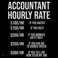 Funny Accountant Hourly Rate Accounting Cpa Humor T-Shirt