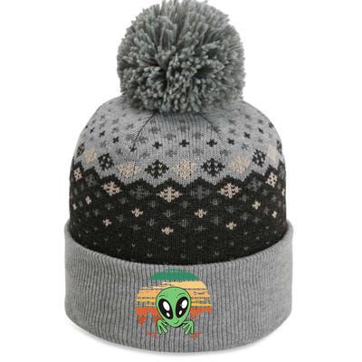 Funny Alien Halloween Costume Retro UFO The Baniff Cuffed Pom Beanie