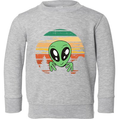 Funny Alien Halloween Costume Retro UFO Toddler Sweatshirt