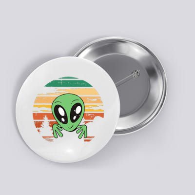 Funny Alien Halloween Costume Retro UFO Button