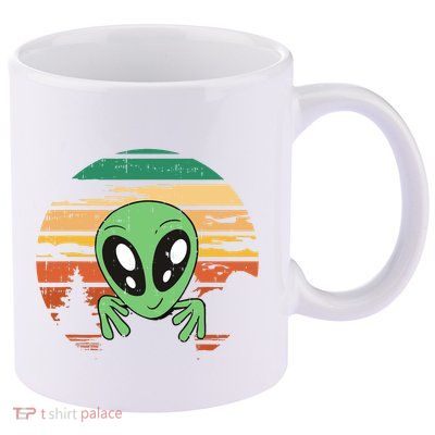 Funny Alien Halloween Costume Retro UFO 11oz C Handle Ceramic Mug