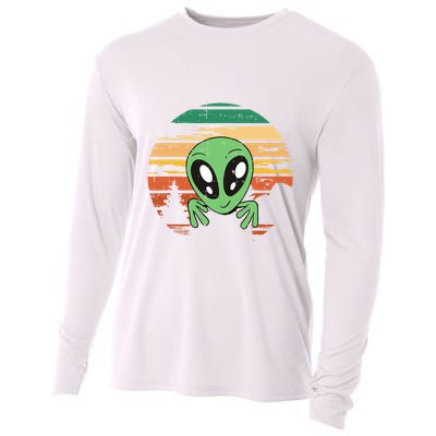 Funny Alien Halloween Costume Retro UFO Cooling Performance Long Sleeve Crew